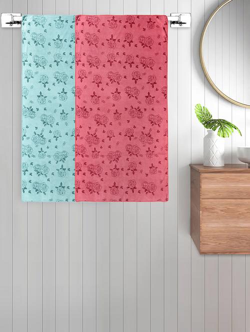 fabinaliv set of 2 multicolor floral 300 gsm cotton kids bath towels (115x55 cm) - 21465588 - Very Small Image - 1