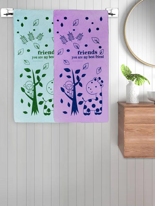 fabinaliv set of 2 multicolor cartoon 300 gsm cotton kids bath towels (115x60 cm) - 21465596 - Very Small Image - 1