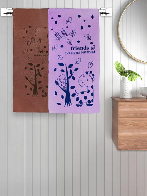 fabinaliv set of 2 multicolor cartoon 300 gsm cotton kids bath towels (115x60 cm) - 21465597 - Very Small Image - 1