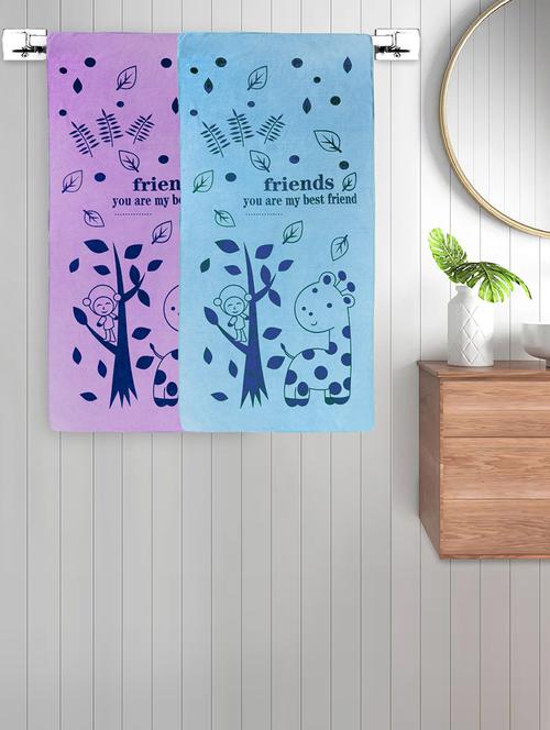fabinaliv set of 2 multicolor cartoon 300 gsm cotton kids bath towels (115x60 cm) - 21465599 - Very Small Image - 1