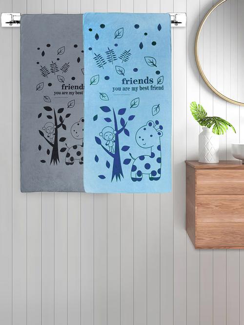 fabinaliv set of 2 multicolor cartoon 300 gsm cotton kids bath towels (115x60 cm) - 21465610 - Very Small Image - 1