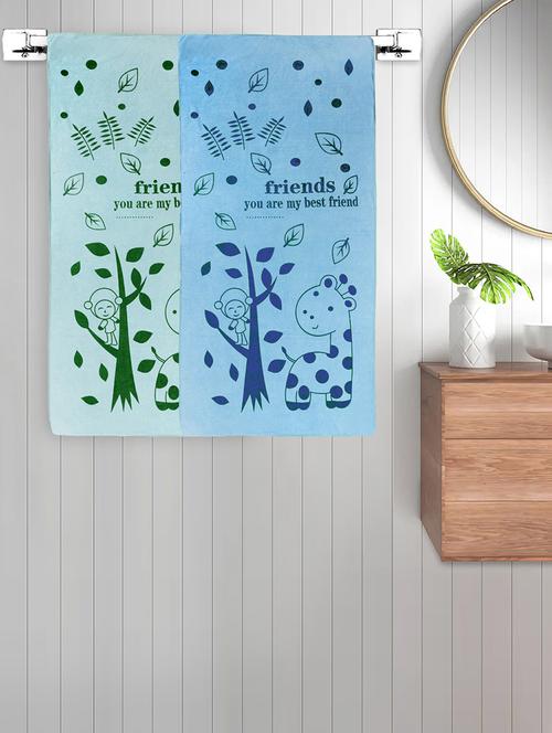 fabinaliv set of 2 multicolor cartoon 300 gsm cotton kids bath towels (115x60 cm) - 21465614 - Very Small Image - 1