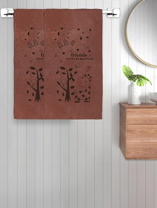 fabinaliv set of 2 brown cartoon 300 gsm cotton kids bath towels (115x60 cm) - 21465615 - Very Small Image - 1