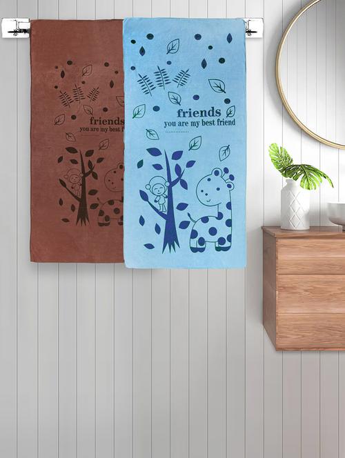 fabinaliv set of 2 multicolor cartoon 300 gsm cotton kids bath towels (115x60 cm) - 21465617 - Very Small Image - 1