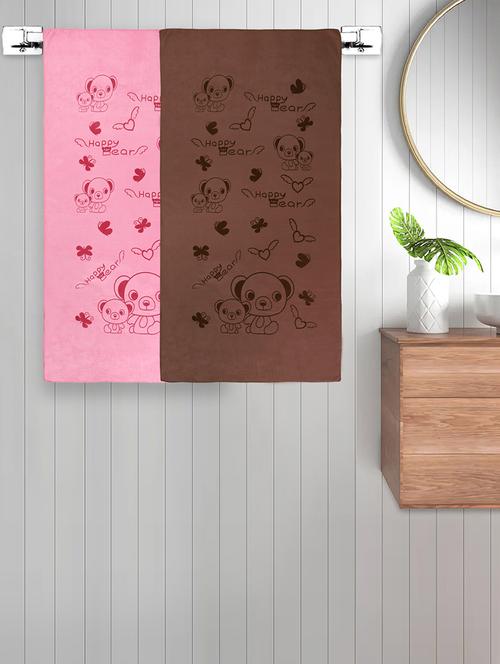fabinaliv set of 2 multicolor cartoon 300 gsm cotton kids bath towels (115x60 cm) - 21465631 - Very Small Image - 1