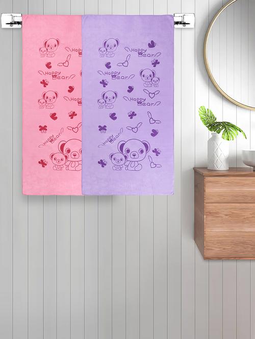 fabinaliv set of 2 multicolor cartoon 300 gsm cotton kids bath towels (115x60 cm) - 21465633 - Very Small Image - 1