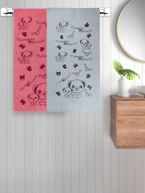 fabinaliv set of 2 multicolor cartoon 300 gsm cotton kids bath towels (115x60 cm) - 21465637 - Very Small Image - 1