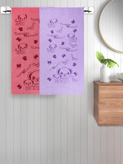 fabinaliv set of 2 multicolor cartoon 300 gsm cotton kids bath towels (115x60 cm) - 21465638 - Very Small Image - 1