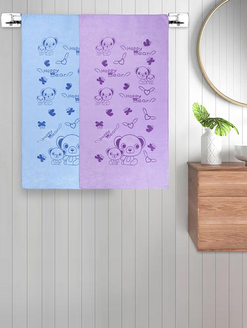 fabinaliv set of 2 multicolor cartoon 300 gsm cotton kids bath towels (115x60 cm) - 21465642 - Very Small Image - 1