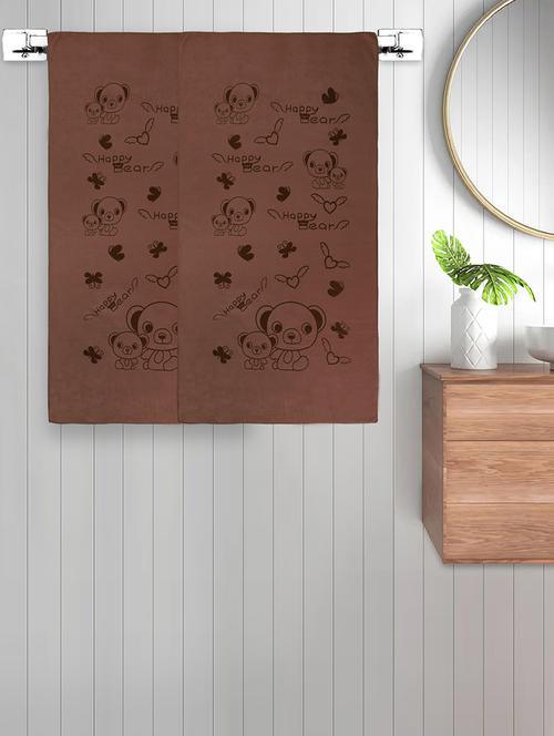 fabinaliv set of 2 brown cartoon 300 gsm cotton kids bath towels (115x60 cm) - 21465643 - Very Small Image - 1