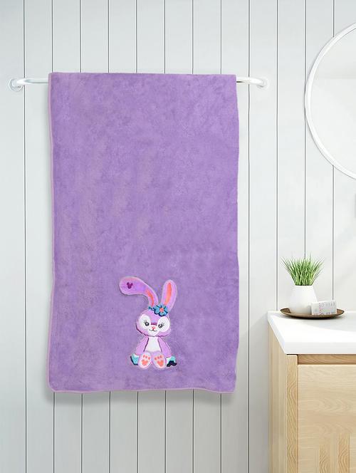 fabinaliv purple cartoon design pure cotton kids bath towel (140x70 cm) - 21465649 - Very Small Image - 1
