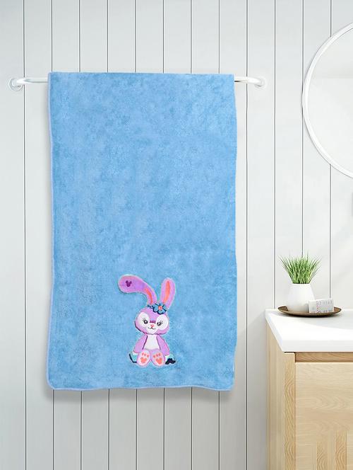 fabinaliv blue cartoon design pure cotton kids bath towel (140x70 cm) - 21465651 - Very Small Image - 1