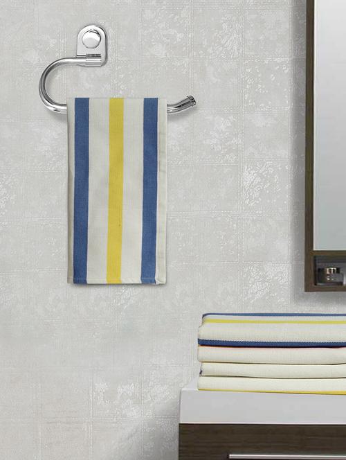 fabinaliv unisex set of 5 multicolor striped 300 gsm cotton hand towels (85x35 cm) - 21465663 - Very Small Image - 1