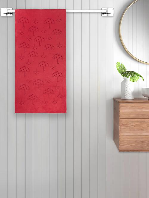 fabinaliv unisex red abstract 420 gsm cotton bath towel (140x70 cm) - 21465684 - Very Small Image - 1