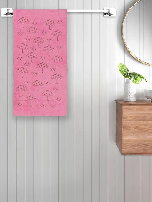 fabinaliv unisex pink abstract 420 gsm cotton bath towel (140x70 cm) - 21465687 - Very Small Image - 1