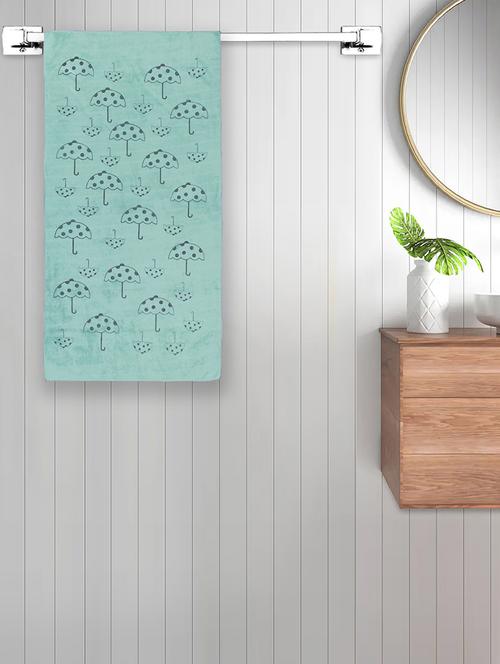 fabinaliv unisex green abstract 420 gsm cotton bath towel (140x70 cm) - 21465689 - Very Small Image - 1