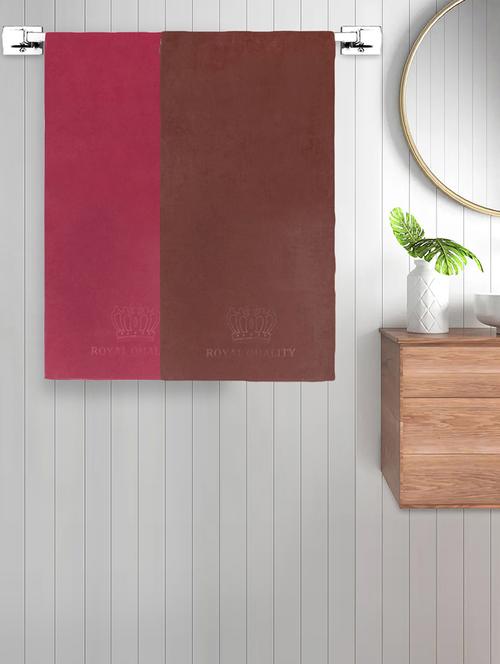fabinaliv set of 2 unisex multicolor solid 420 gsm cotton bath towels (140x70 cm) - 21465714 - Very Small Image - 1