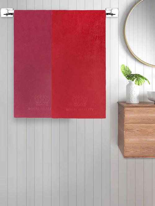 fabinaliv set of 2 unisex multicolor solid 420 gsm cotton bath towels (140x70 cm) - 21465717 - Very Small Image - 1