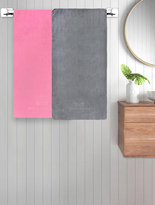 fabinaliv set of 2 unisex multicolor solid 420 gsm cotton bath towels (140x70 cm) - 21465719 - Very Small Image - 1