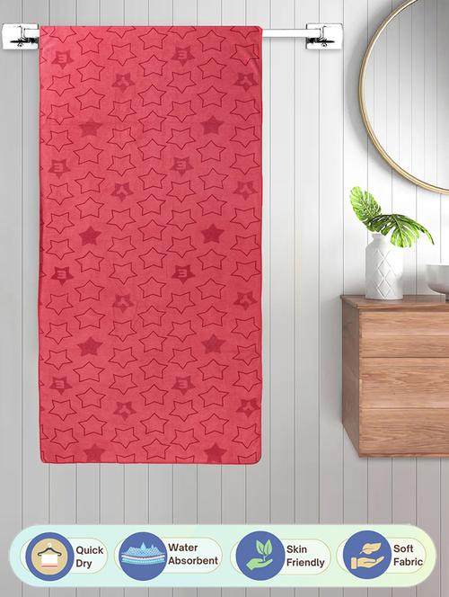 fabinaliv unisex red geometric 420 gsm full size cotton bath towel (140x70 cm) - 21465757 - Very Small Image - 1