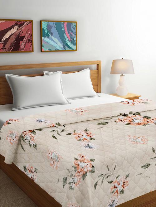 fabinaliv multicolor floral reversible mild winter 350 gsm micro fiber filling double bed comforter - 21465869 - Very Small Image - 1