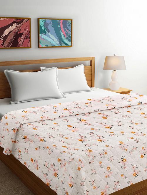 fabinaliv multicolor floral reversible mild winter 350 gsm micro fiber filling double bed comforter - 21465870 - Very Small Image - 1