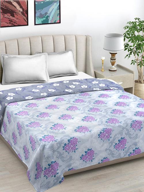 fabinaliv multicolor floral reversible mild winter 350 gsm micro fiber filling double bed comforter - 21465880 - Very Small Image - 1