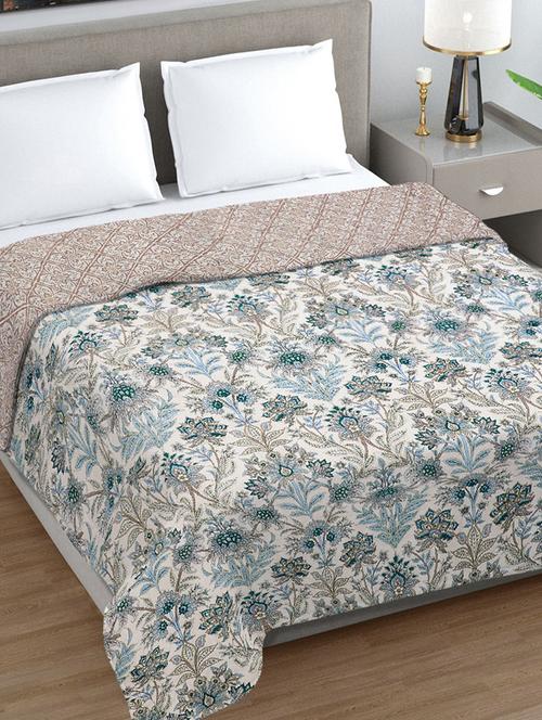 fabinaliv multicolor floral ultrasonic quilted reversible 350 gsm ac room double bed comforter - 21465897 - Very Small Image - 1