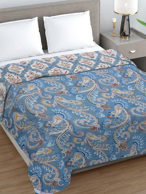fabinaliv multicolor floral ultrasonic quilted reversible 350 gsm ac room double bed comforter - 21465905 - Very Small Image - 1