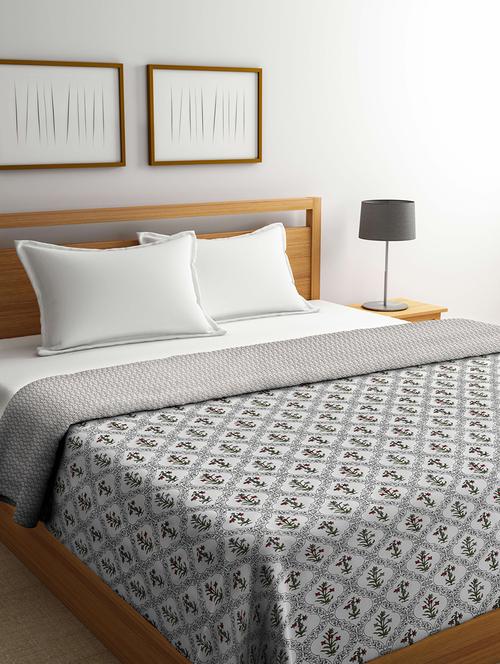 fabinaliv multicolor floral reversible ac room 300 gsm pure cotton double bed dohar - 21465948 - Very Small Image - 1