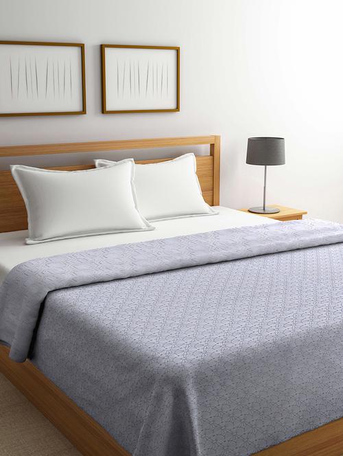 fabinaliv blue geometric reversible ac room 300 gsm pure cotton double bed dohar - 21465954 - Very Small Image - 1