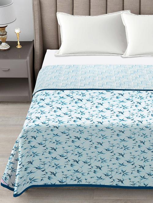 fabinaliv blue floral reversible ac room 300 gsm 100% cotton double bed dohar - 21465955 - Very Small Image - 1