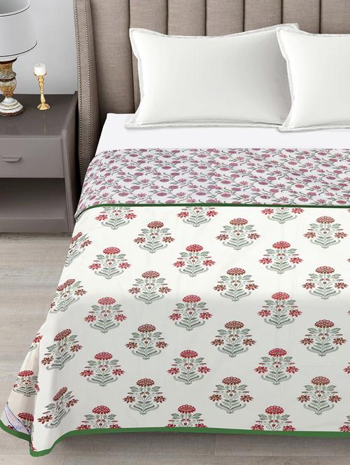 fabinaliv multicolor floral reversible ac room 300 gsm 100% cotton double bed dohar - 21465965 - Very Small Image - 1