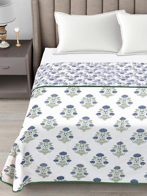 fabinaliv multicolor floral reversible ac room 300 gsm 100% cotton double bed dohar - 21465966 - Very Small Image - 1