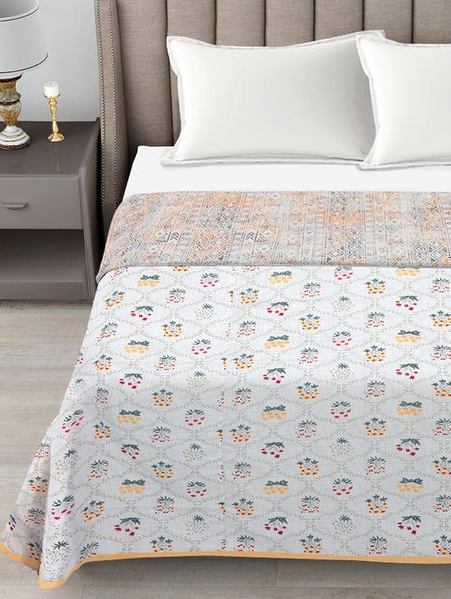 fabinaliv multicolor floral reversible ac room 300 gsm 100% cotton double bed dohar - 21465970 - Very Small Image - 1