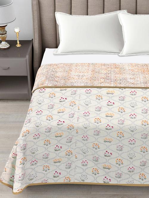 fabinaliv multicolor floral reversible ac room 300 gsm 100% cotton double bed dohar - 21465972 - Very Small Image - 1