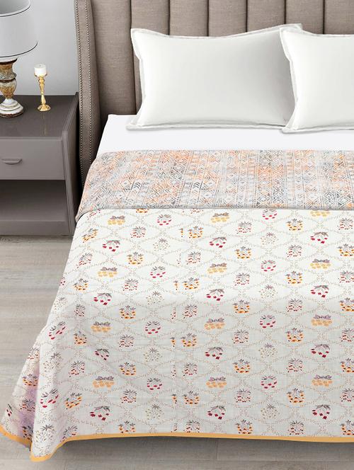 fabinaliv multicolor floral reversible ac room 300 gsm 100% cotton double bed dohar - 21465973 - Very Small Image - 1