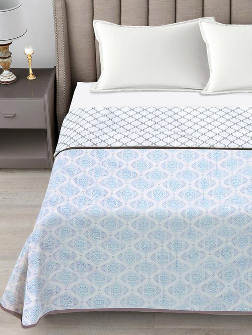 fabinaliv blue ethnic reversible ac room 300 gsm 100% cotton double bed dohar - 21465975 - Very Small Image - 1