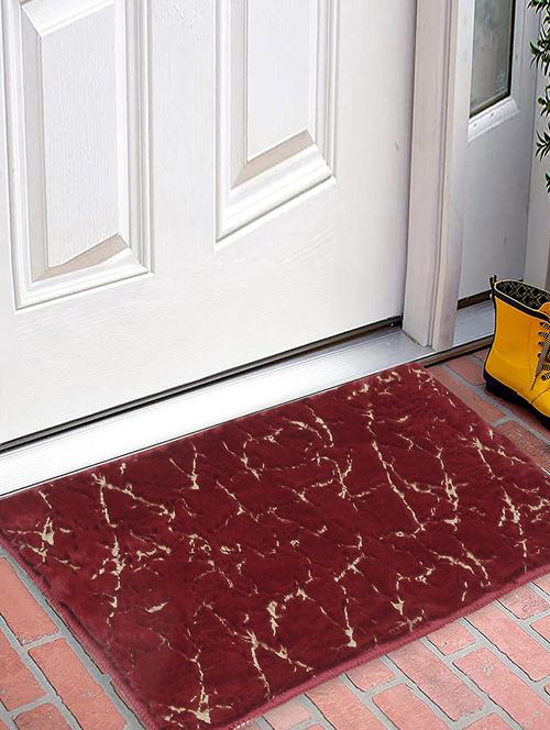 fabinaliv maroon abstract cotton blend anti skid door mat (60x40 cm) - 21465996 - Very Small Image - 1