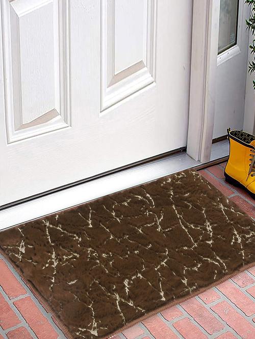 fabinaliv brown abstract cotton blend anti skid door mat (60x40 cm) - 21465997 - Very Small Image - 1