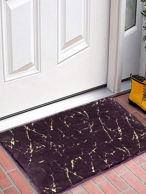 fabinaliv purple abstract cotton blend anti skid door mat (60x40 cm) - 21465999 - Very Small Image - 1