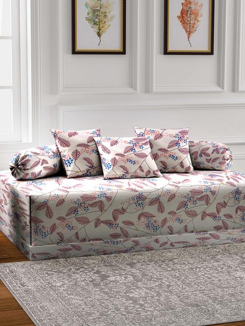 fabinaliv multicolor floral 300 tc cotton blend diwan set - 21466031 - Very Small Image - 1