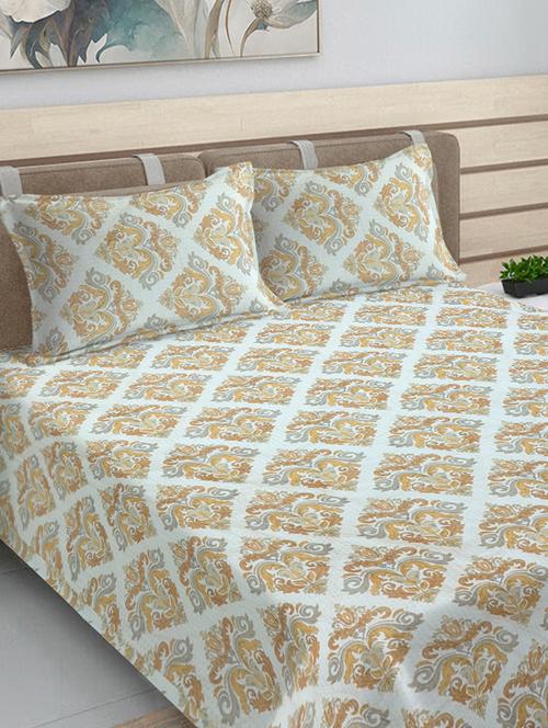 fabinaliv multicolor ethnic cotton blend king size ultrasonic quilted reversible double bedcover with 2 quilted pillow covers - 21466075 - Very Small Image - 1