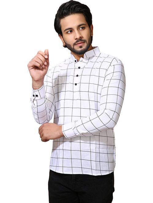 men checkered long sleeve short kurta - 21466325 - Very Small Image - 1