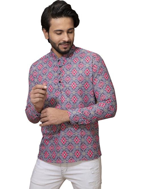 men printed long sleeve short kurta - 21466367 - Very Small Image - 1