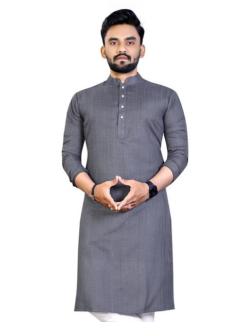 men striped long sleeve cotton kurta - 21466422 - Very Small Image - 1