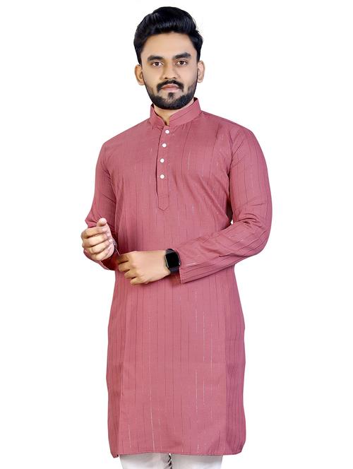 men striped long sleeve cotton kurta - 21466424 - Very Small Image - 1
