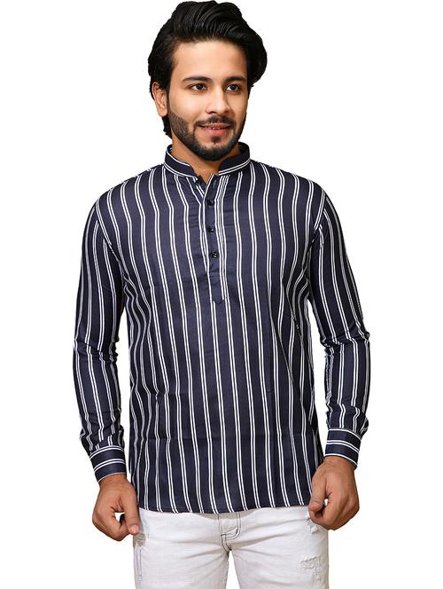 men striped long sleeve short kurta - 21466430 - Very Small Image - 1