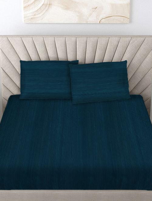 fabinaliv striped 300 tc woollen king size fitted double bedsheet with 2 pillow covers - 21466527 - Very Small Image - 1