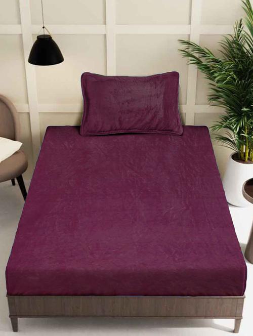 fabinaliv solid 300 tc woollen single bedsheet with pillow cover - 21466690 - Very Small Image - 1